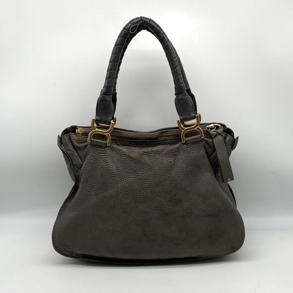 Chloé Gray Calf Leather Marcie Small Double Carry Satchel Bag - Picture 2 of 12